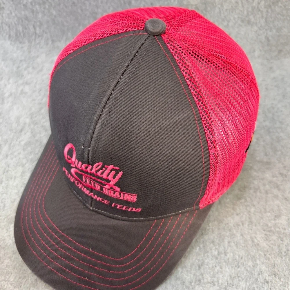 Quality Feed Grains Ladies Pink Grey OC Trucker Hat Performance Feeds AMPT OSFM